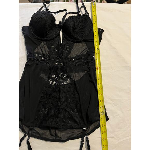 Lovehoney Black Lace Babydoll Garter Lingerie Plus Size 1X 2X Sheer - Picture 6 of 6
